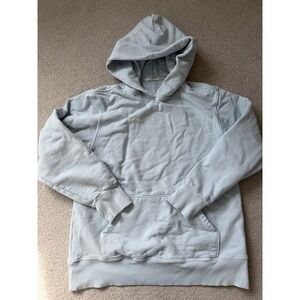 Perfect White Tee Minimalist Hoodie Size L Light Blue 100% Cotton Made in USA